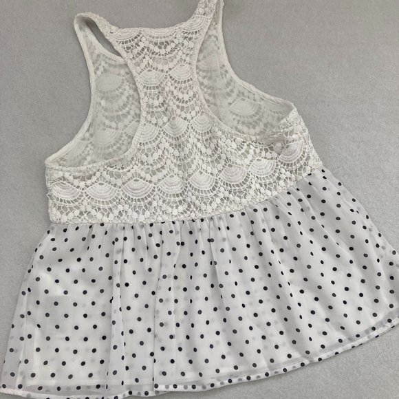 Abercrombie & Fitch Lace Detail White/Black Racer Back Sleeveless Top - Picture 7 of 9